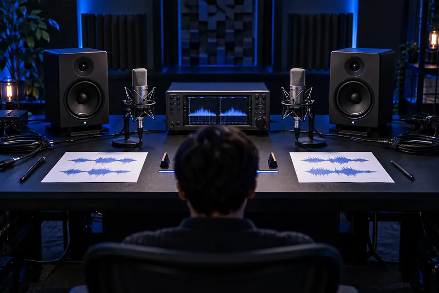 Reference setup for a side-by-side voice model test
